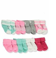 96 pieces of 8pk Girls Terry Fold Over Booties Socks C/p 96