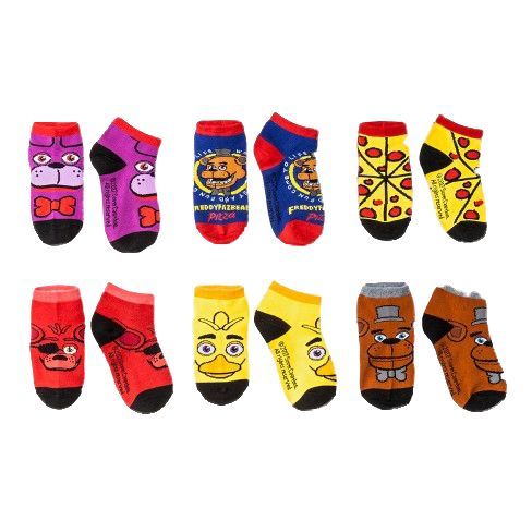 12 pieces of Fnf Five Nights Socks 6 Pair PacK-L/xl C/p 12