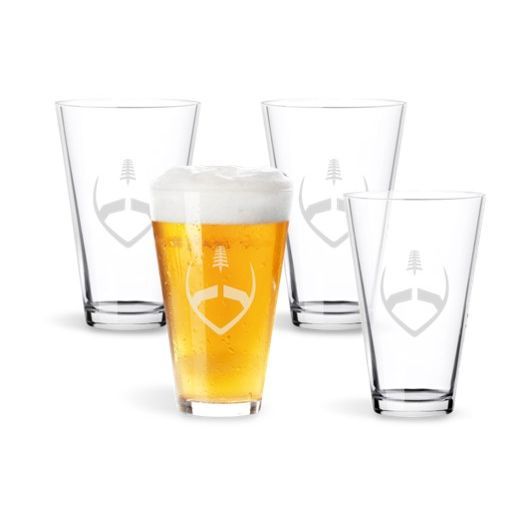6 pieces of 4pc 16oz Glass Beer Mugs W/ Football Decal C/p 6
