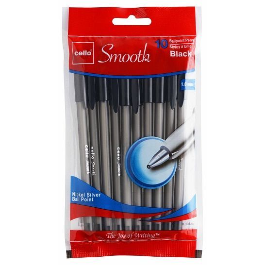 72 pieces of Cello Smooth 10 Pack Ball Point Pens, Black C/p 72