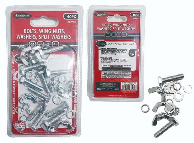 96 Pieces of 64pc Bolts, Nuts, Washers, Split Washers