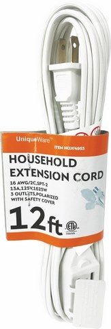 36 Pieces of C-Etl 12ft White Indoor Extension Cord