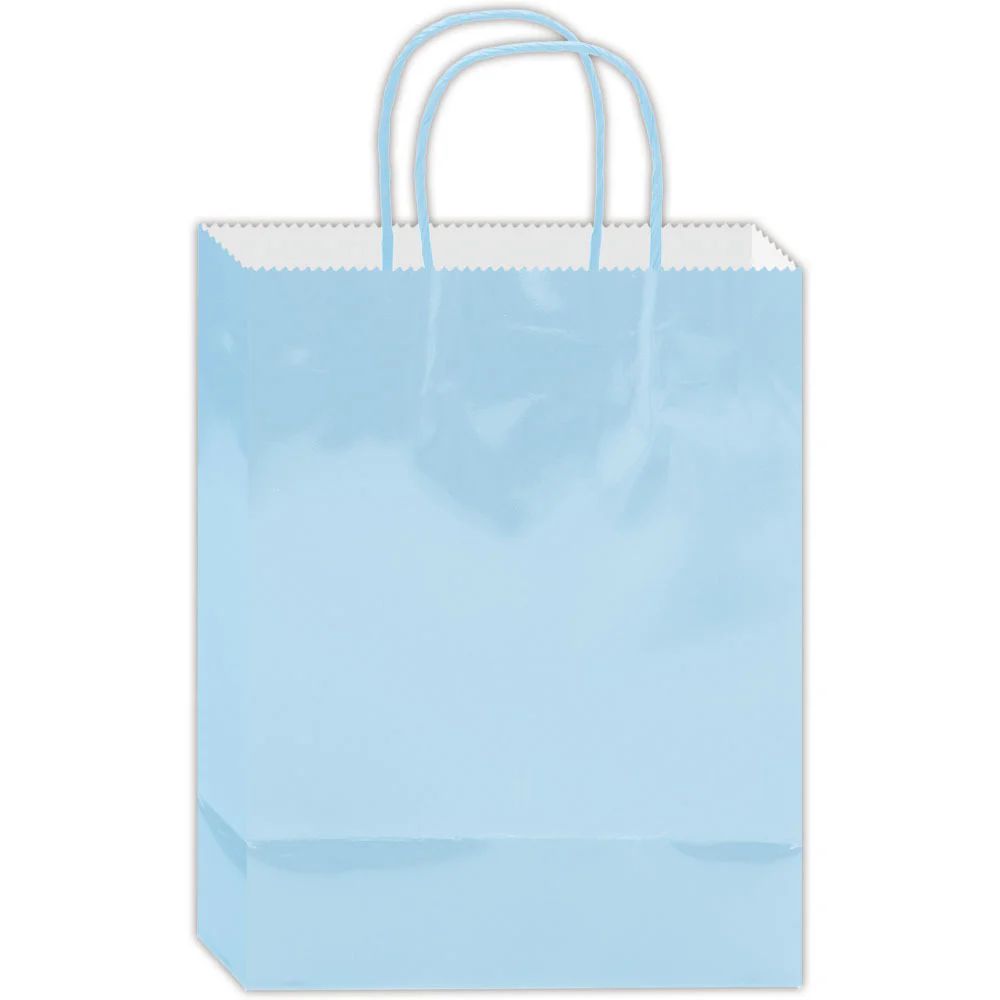 72 Pieces of Glossy Paper Gift Bag Baby Blue