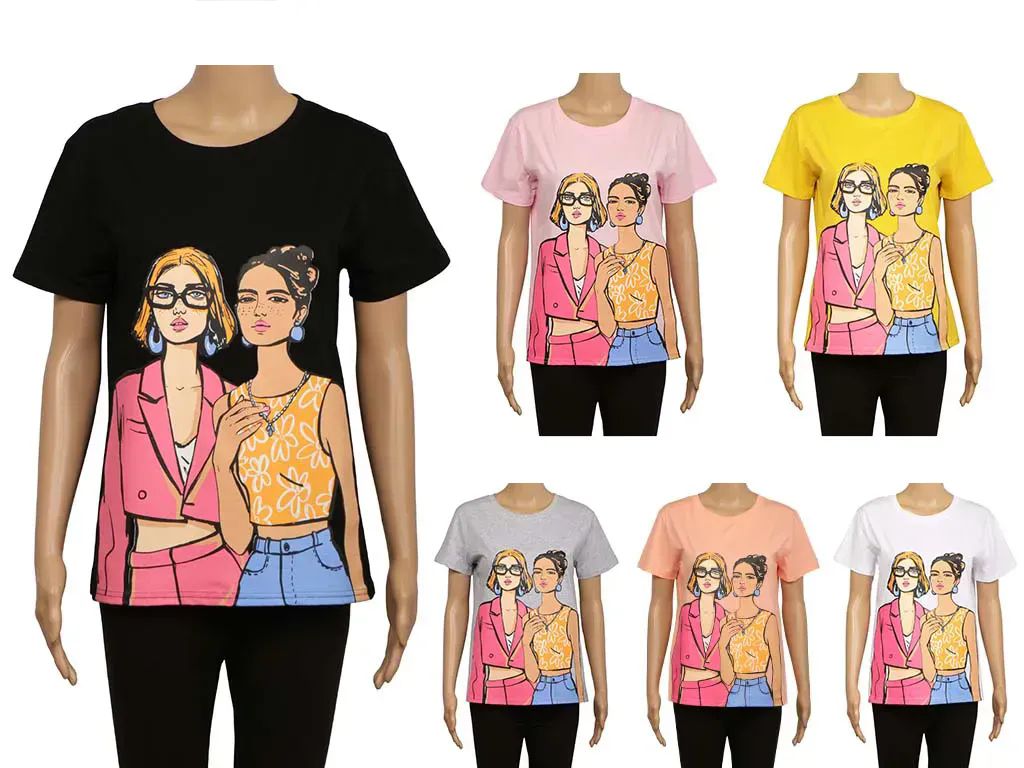 60 Pairs of Women's Fashion Print T-Shirt
