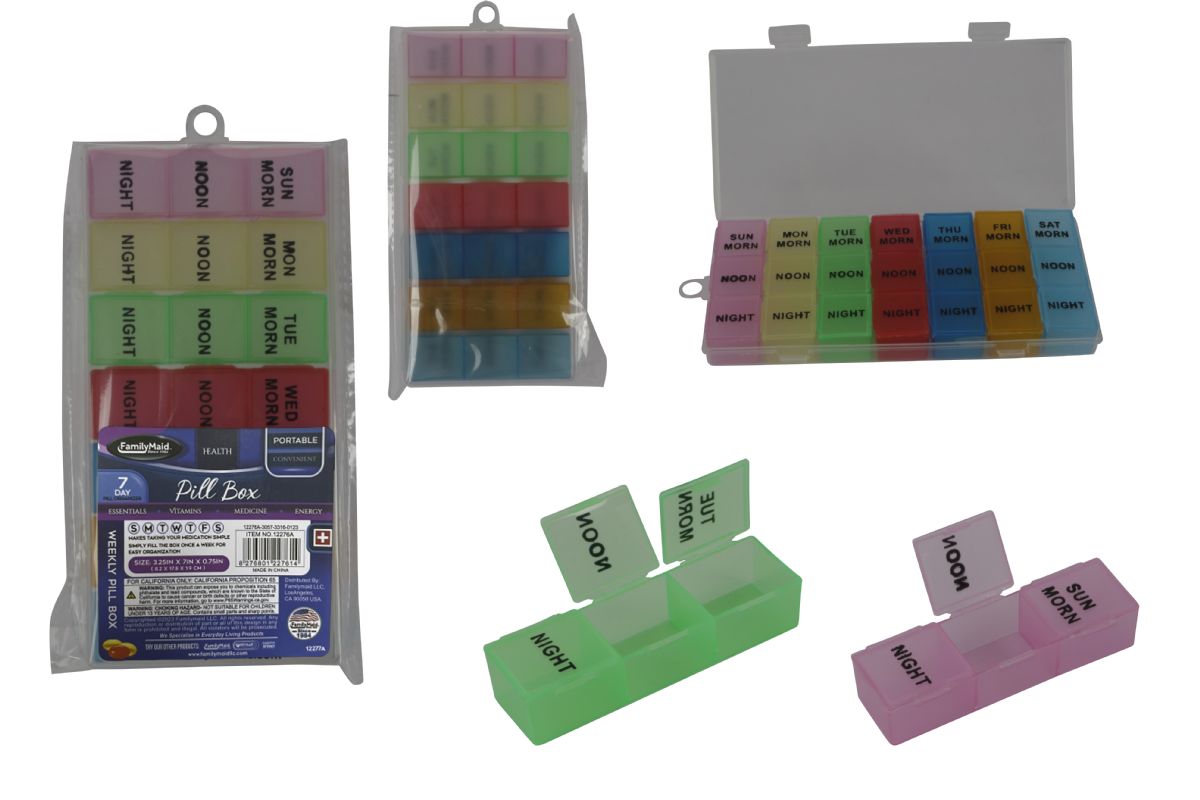 144 Pieces of 7-Day Pill Box In Multicolor