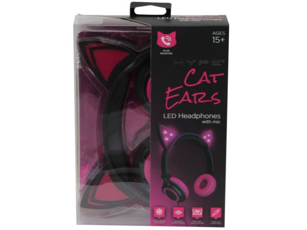 Nøgle kerne Ansigt opad 12 pieces Hype Cat Ear Led Headphones With Mic In Pink - Headphones and  Earbuds - at - alltimetrading.com
