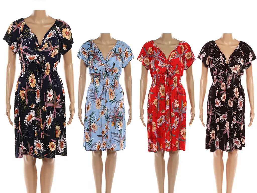 48 Pieces of Ladies Midi Flower Fashion Sun Dresses In Assorted Colors