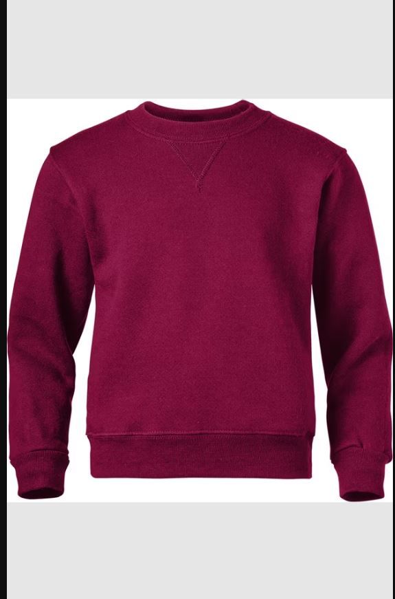 24 Pieces Youth Crew Neck Sweatshirt Solid Burgundy Size X Small Boys Sweaters