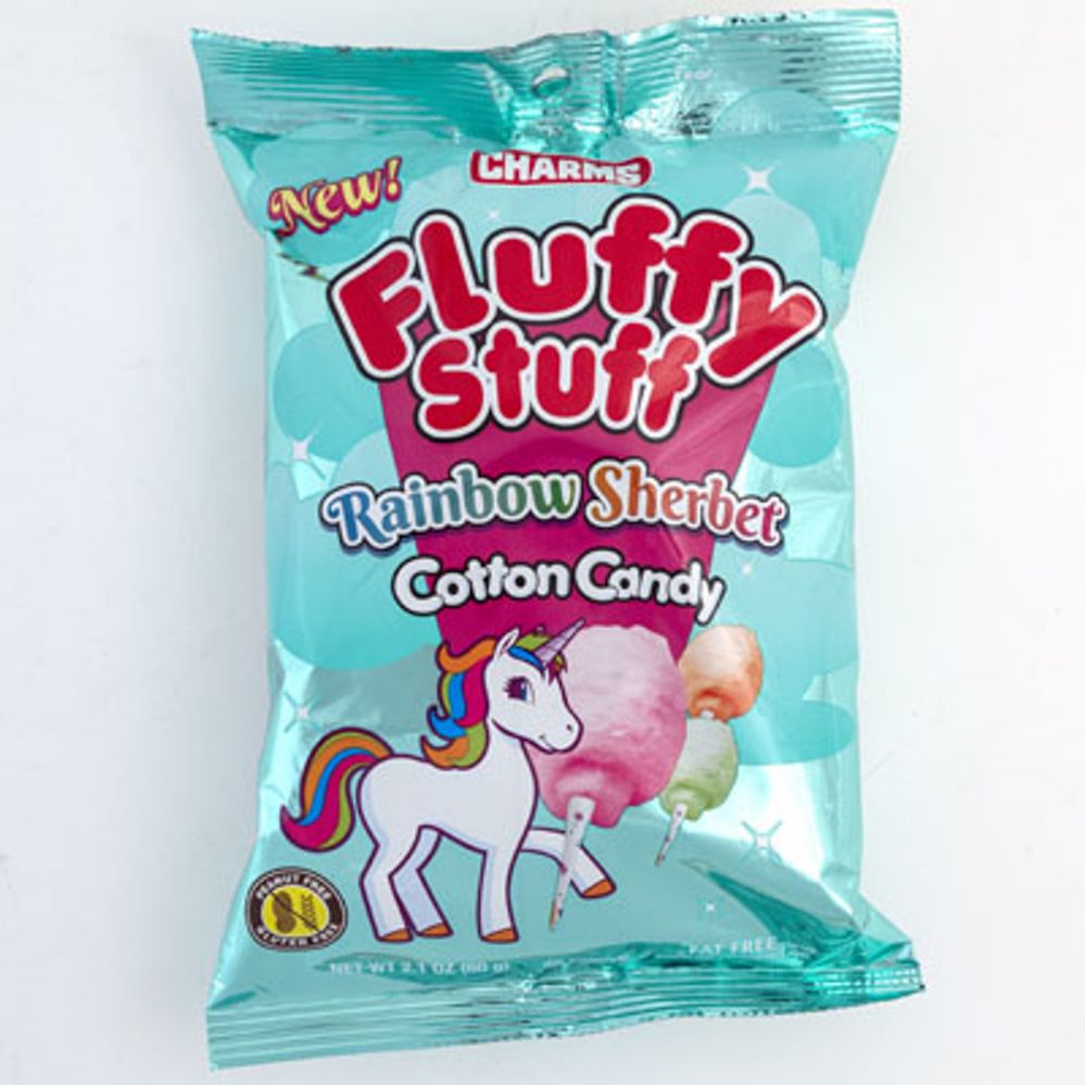 48 pieces of Cotton Candy Fluffy Stuff Rainbbow Sherbert 2.1 Oz On Merchandise Strip