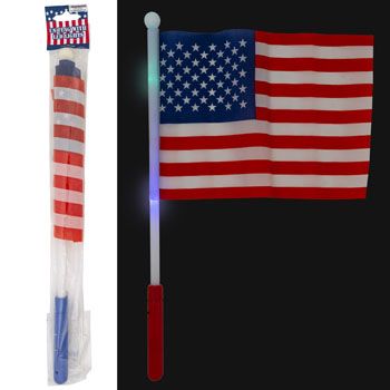 48 Pieces of Usa Flag On 17in Led Light Pole
