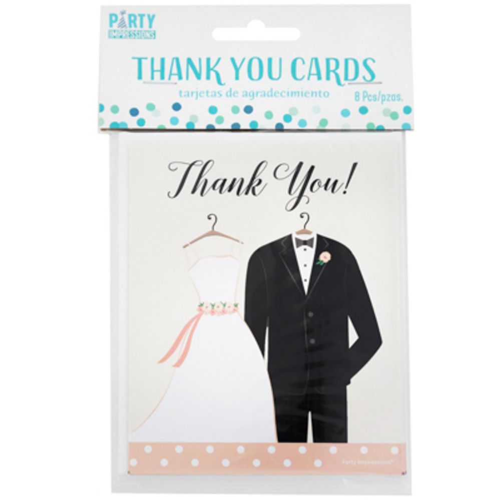 144 pieces of Thank You Cards Wedding Attire 8ct