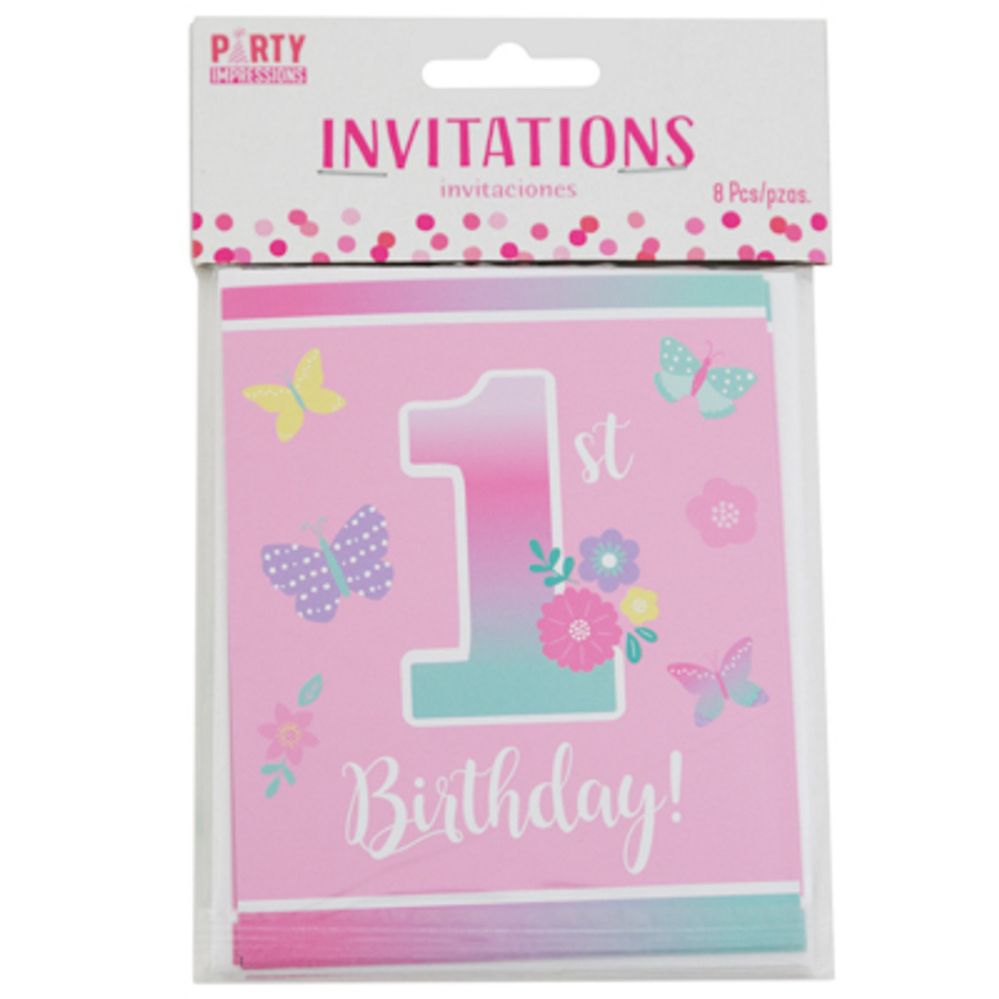 144 pieces of Invitation Cards 1st Birthday Girl 8ct