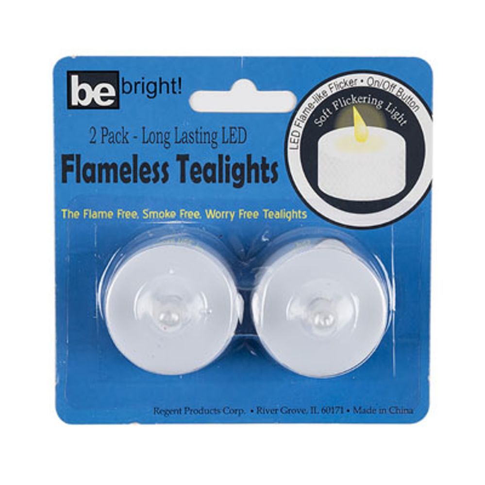 48 pieces of Tealight Led 2pk White W/flicker Flame Be Bright Artwork