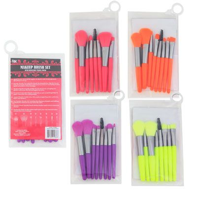 24 Pieces of Makeup Brush 8pcs Set Compact4ast Colors W/resealable Bag Travel Size