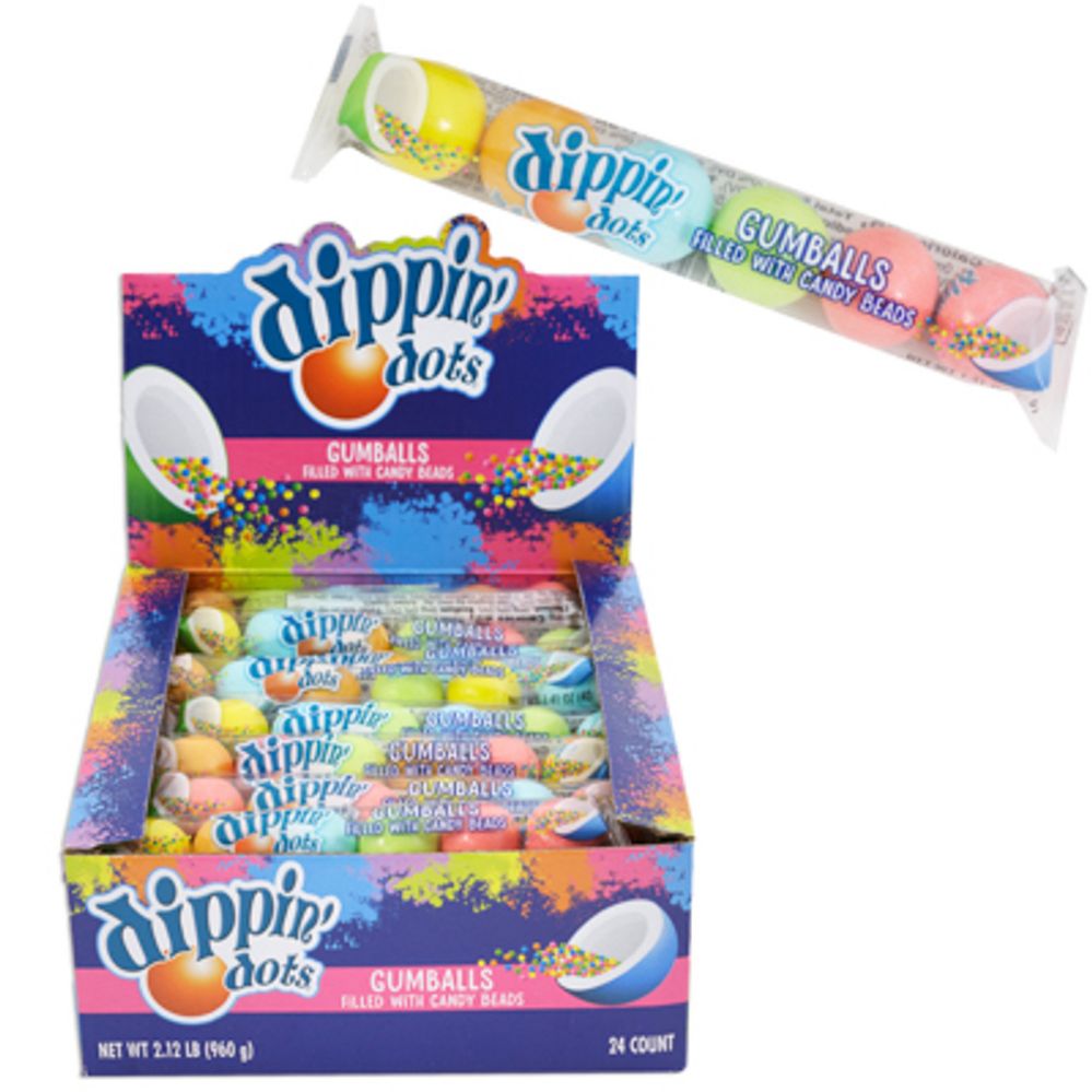 288 pieces of Dippin Dots 6ct Candy Filled Gumballs 1.41 Oz In Counter Display