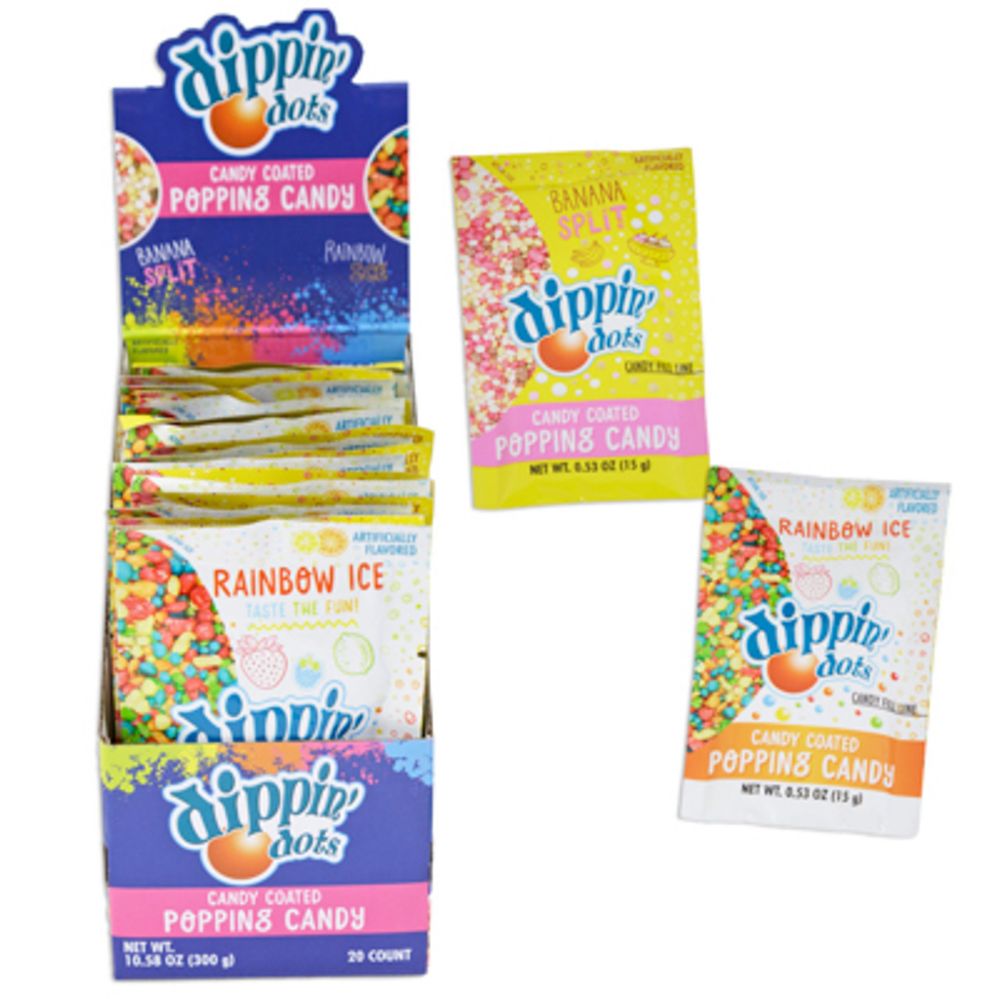 120 pieces of Dippin Dots Candy Coated Popping Cabdy 2 Flavors .53 Oz In 20pc Counter Display