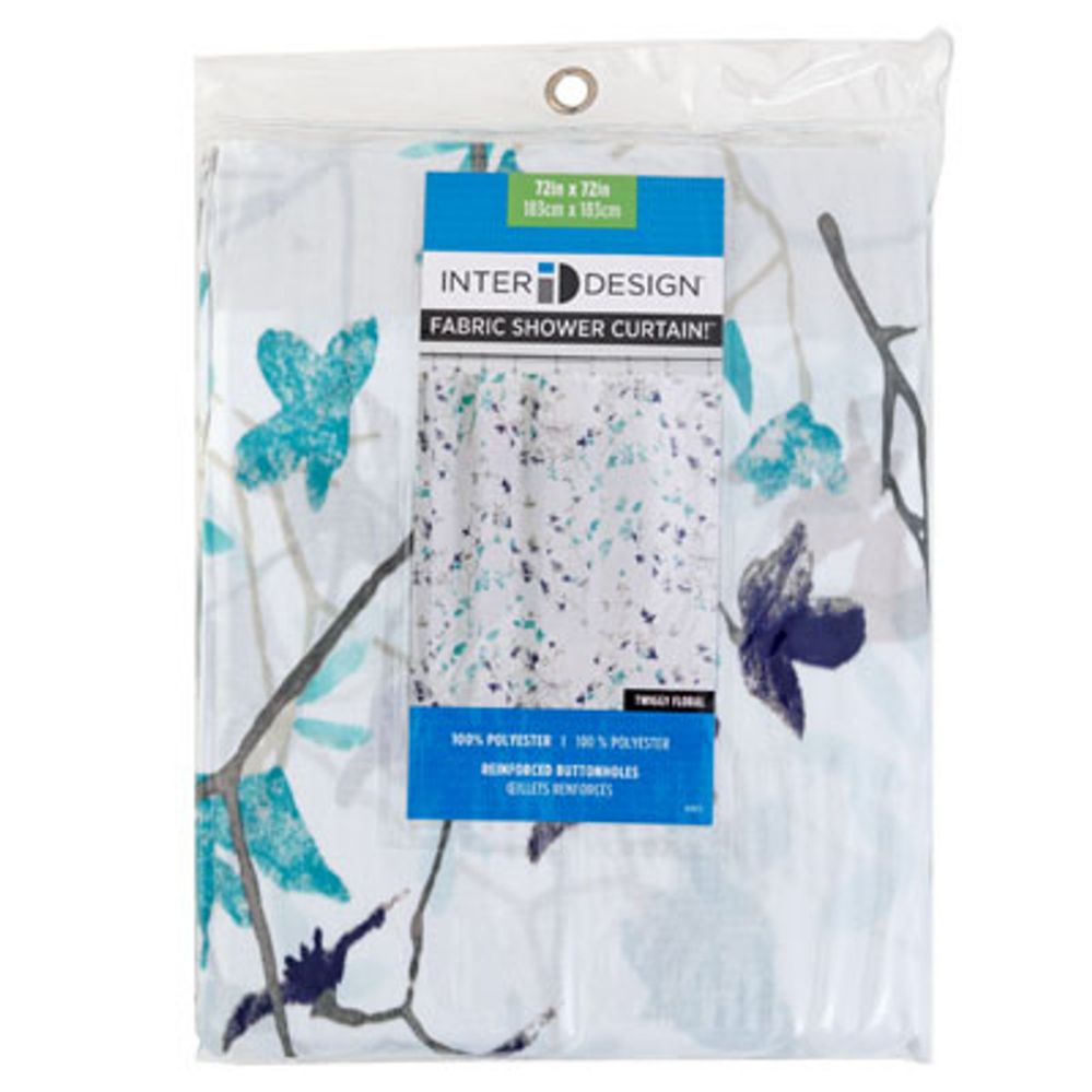 10 pieces of Shower Curtain Twiggy Floral Teal/navy 72x72