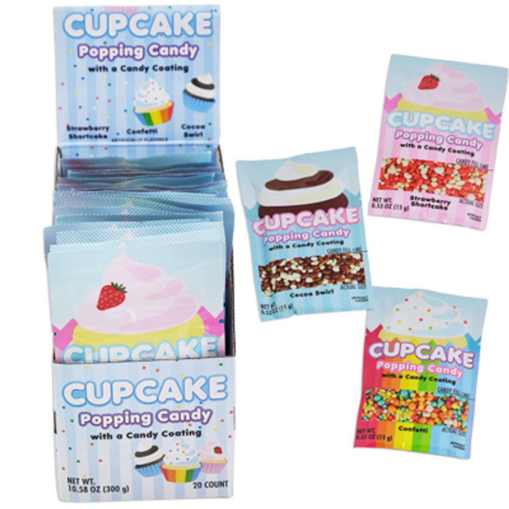 160 pieces of Cupcake Popping Candy W/candy Coating 3 Falvors .53 Oz In 20ct Counter Display