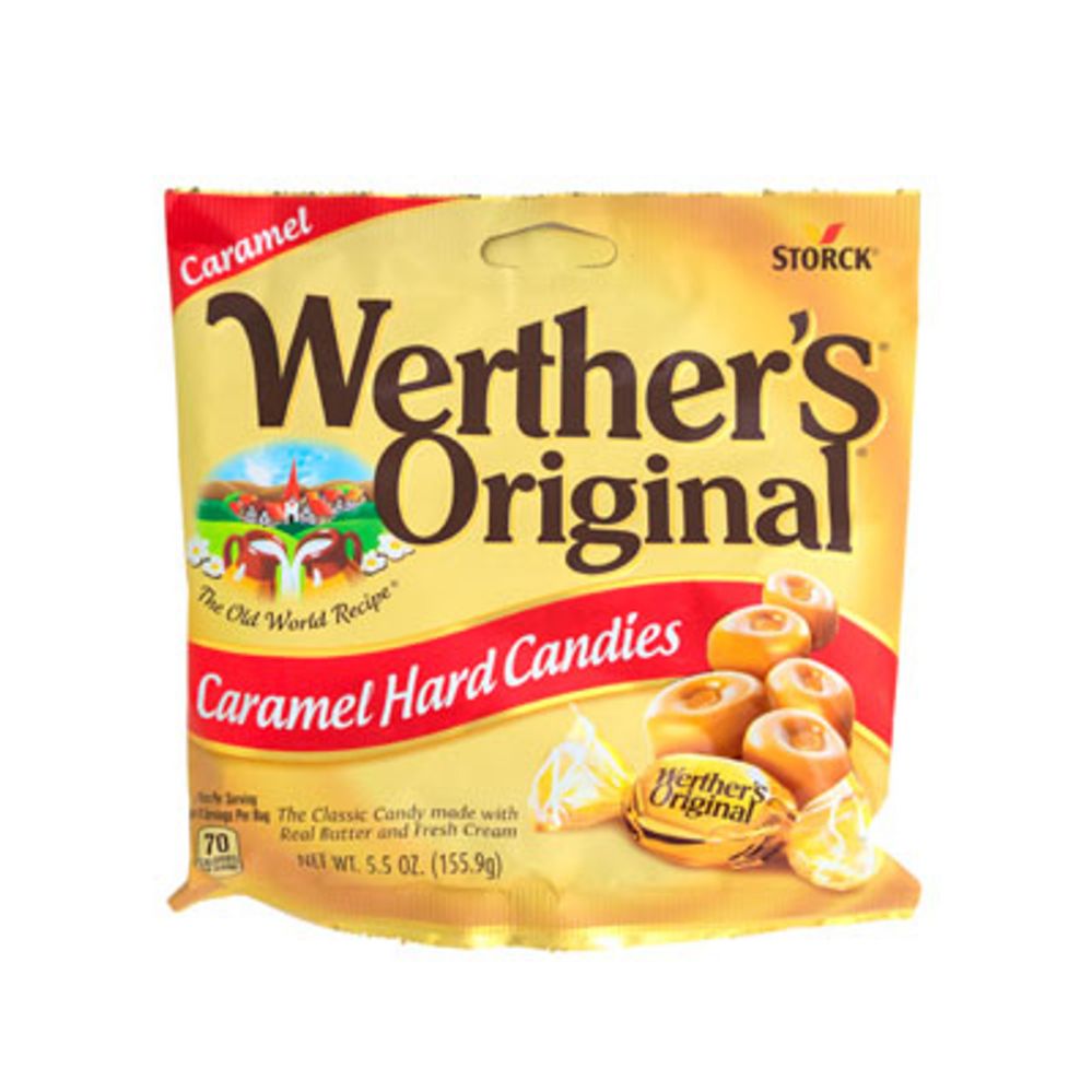 12 pieces of Werthers Original Hard Candy 5.5 Oz Peg Bag