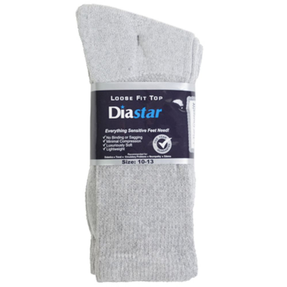 60 pieces of Socks 3pk Size 10-13 Grey Diabetic Crew Comfy Feet Peggable