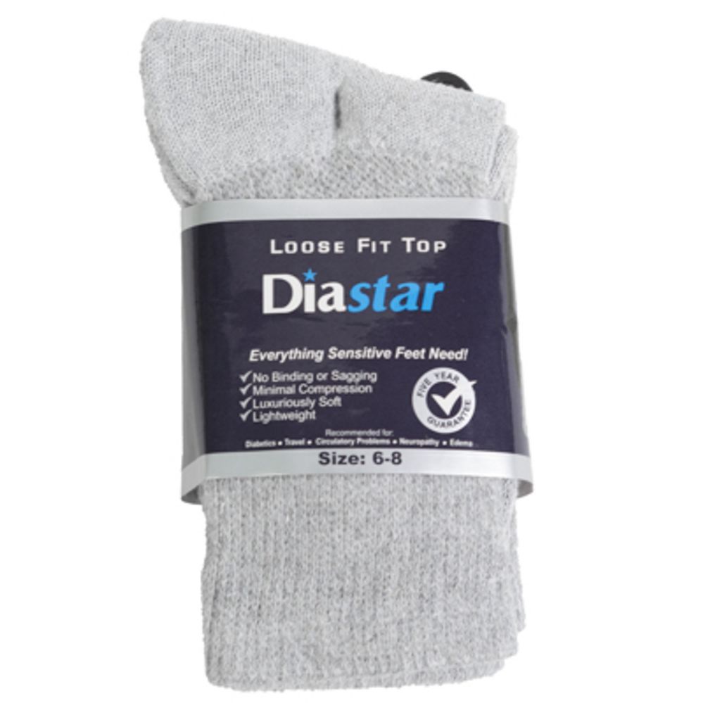 60 pieces of Socks 3pk Size 6-8 Grey Diabetic Crew Comfy Feet Peggable