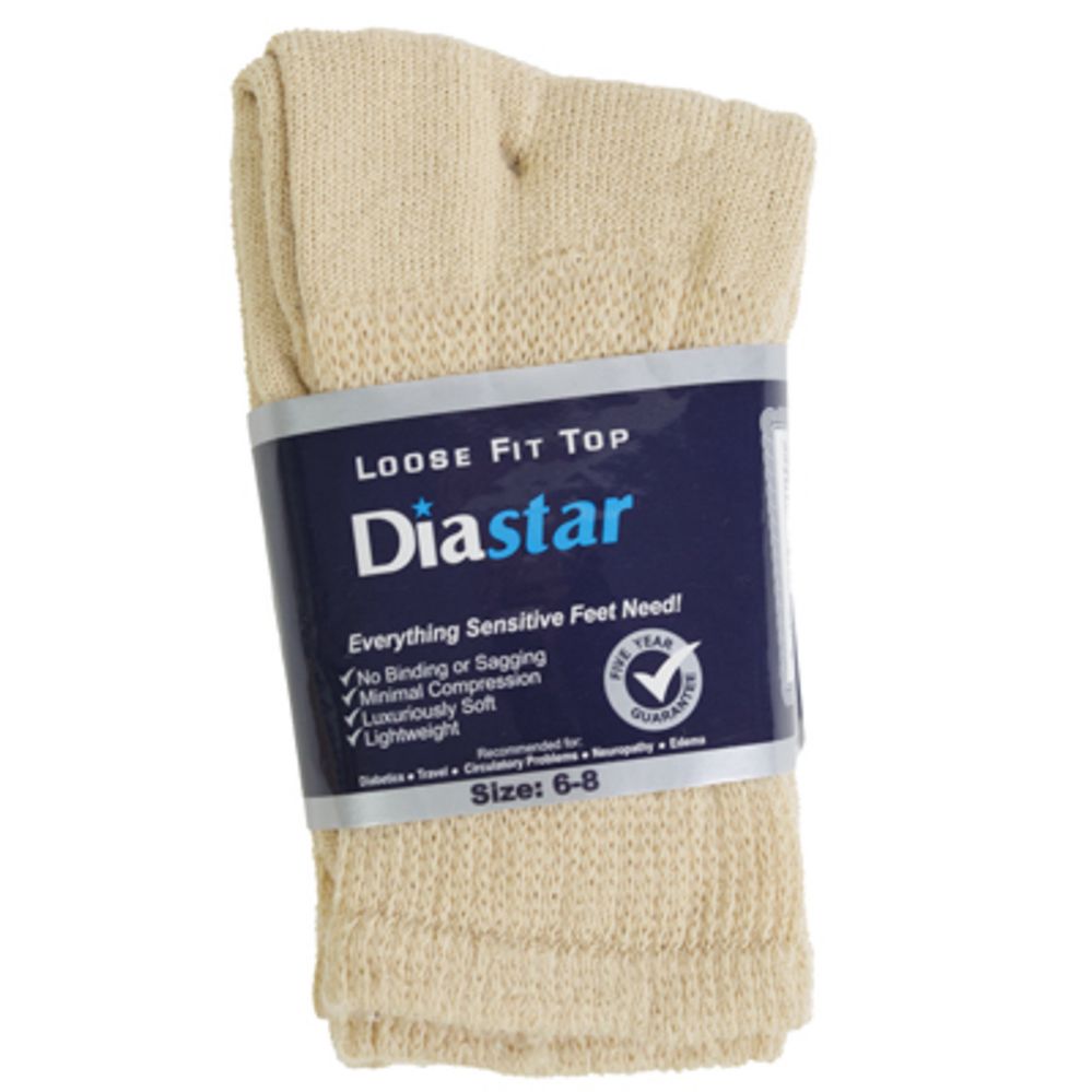 60 pieces of Socks 3pk Size 6-8 Tan Diabetic Crew Comfy Feet Peggable