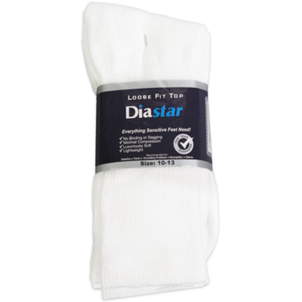 60 pieces of Socks 3pk Size 10-13 White Diabetic Crew Comfy Feet Peggable