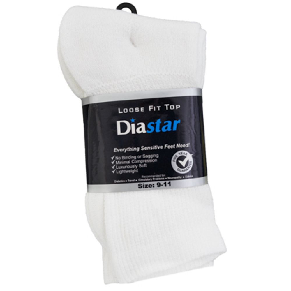 60 pieces of Socks 3pk Size 9-11 White Diabetic Crew Comfy Feet Peggable