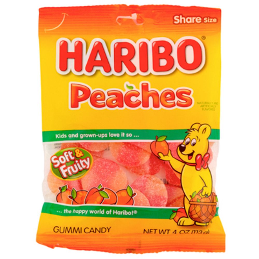 12 pieces Gummi Candy Haribo Peaches 4 Ozpeg Bag - Food & Beverage