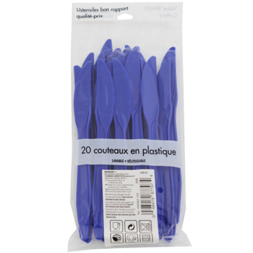 192 pieces of Plastic Knives 20ct Blue