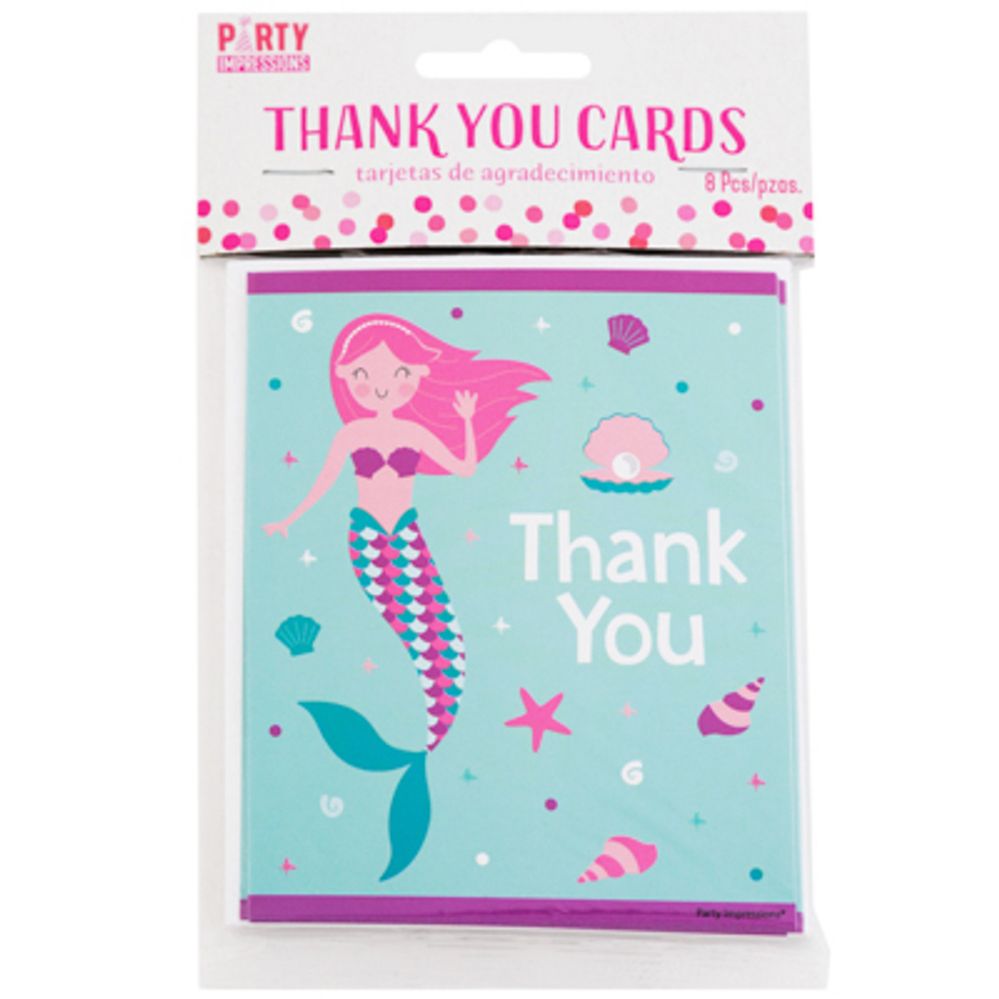 144 pieces of Thank You Birthday Cards Mermaid 8ct