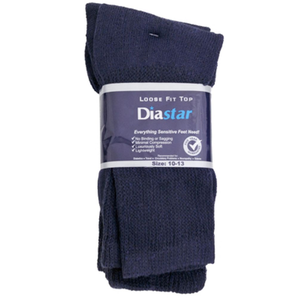 60 pieces of Socks 3pk Size 10-13 Blue Diabetic Crew Comfy Feet Peggable