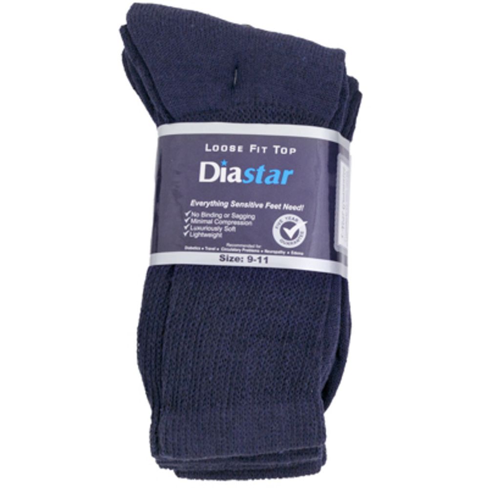 60 pieces of Socks 3pk Size 9-11 Blue Diabetic Crew Comfy Feet Peggable