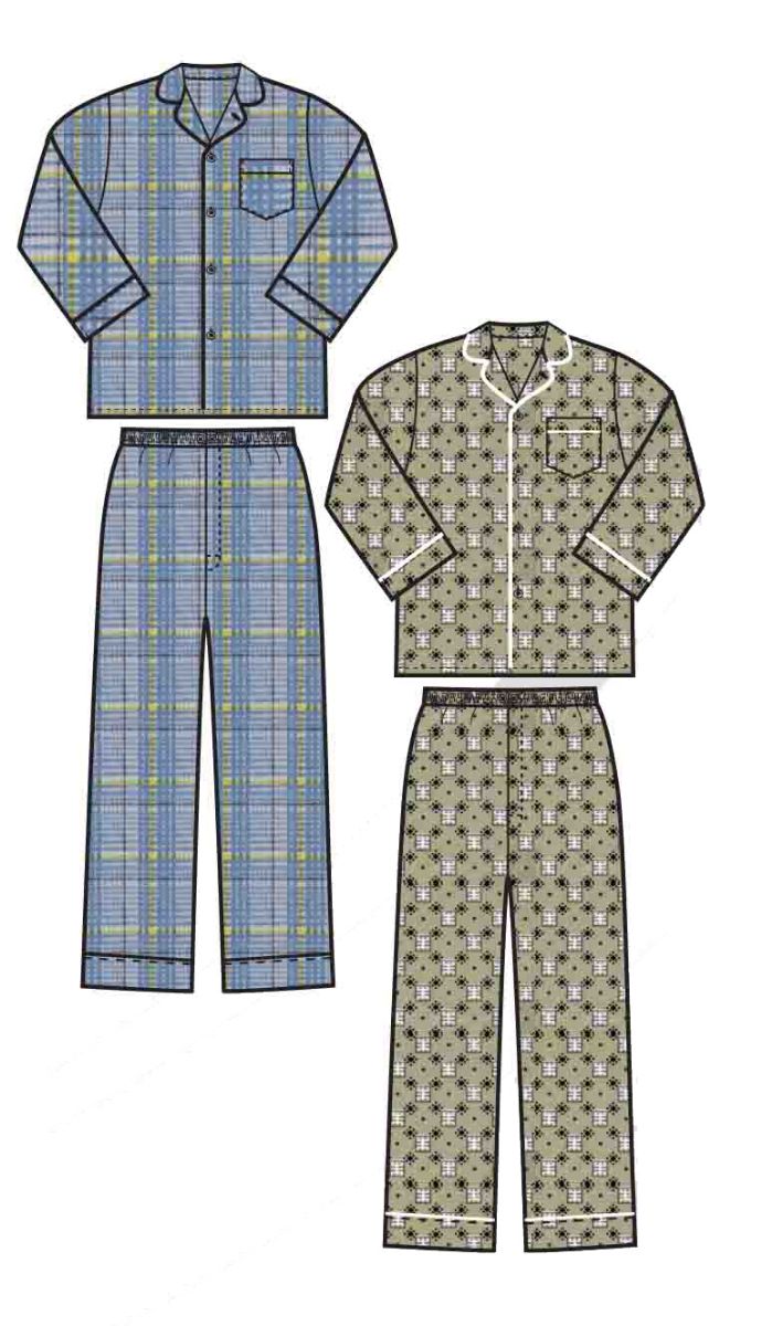 48 Sets of 2 Piece Mens Long Sleeve Pajama Set Assorted Colors Size Medium