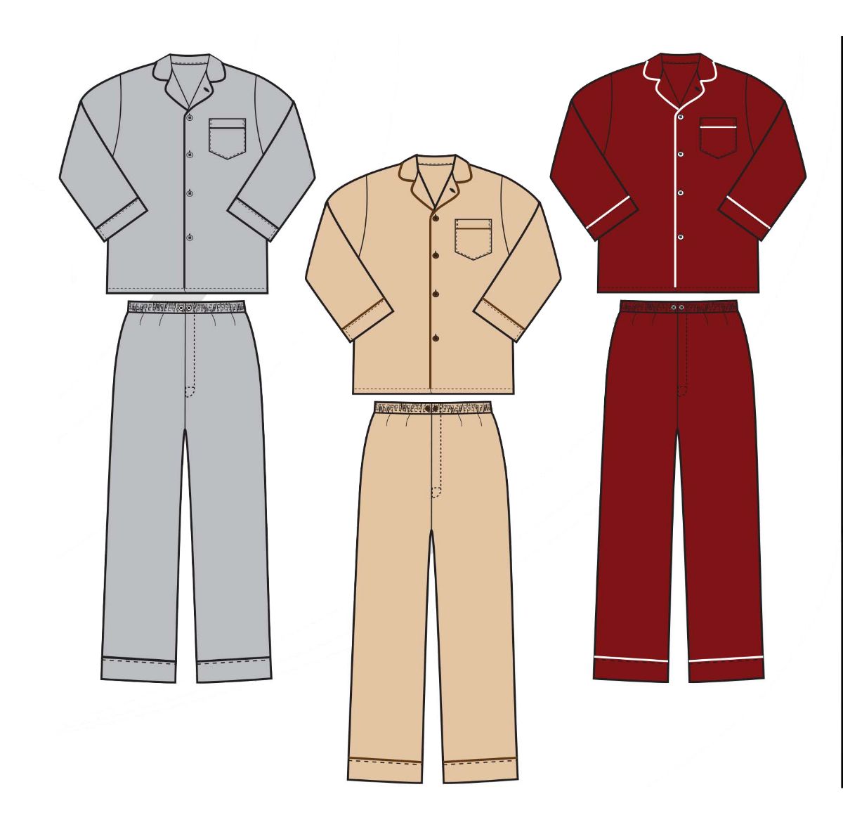 48 Sets of 2 Piece Mens Long Sleeve Pajama Set Assorted Colors And Sizes M-Xxl