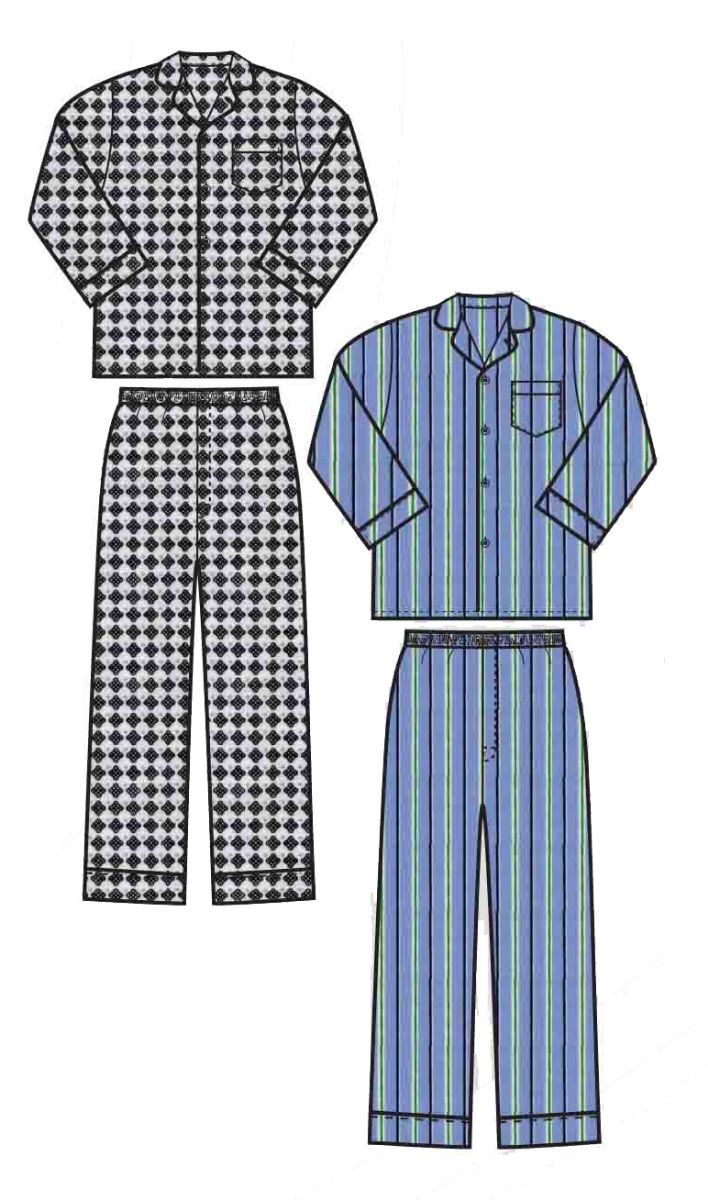 48 Sets of 2 Piece Mens Long Sleeve Pajama Set Assorted Colors Size Large