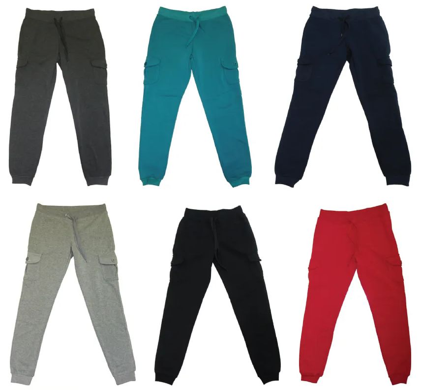 48 Pieces of Junior Ladies Cargo Fleece Joggers Assorted Colors And Sizes