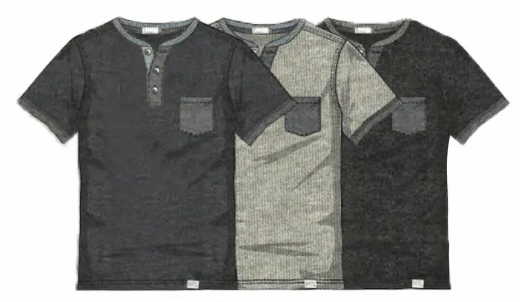 84 Pieces of Junior Boys Short Sleeve Henley Pocket T-Shirt