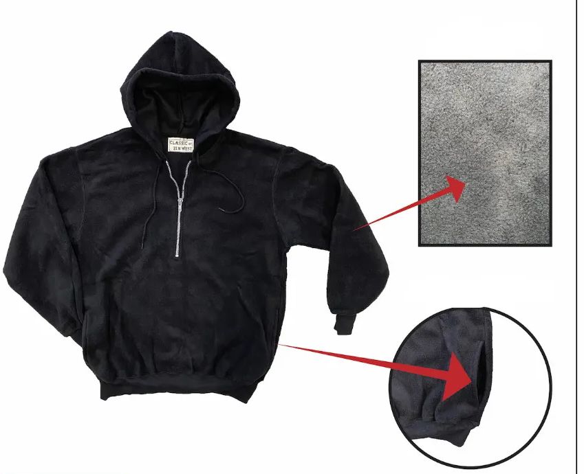 36 Pieces of Ladies Quarter Zip Polar Fleece Hoodie With Side Seam Pockets Solid Black