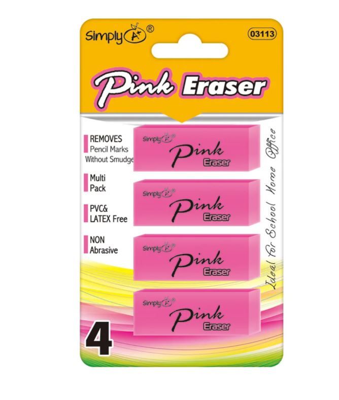 24 Sets of 4pk Pink Eraser