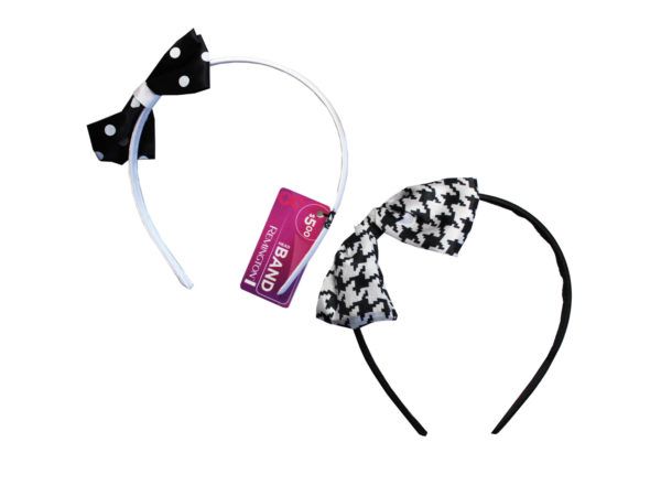 216 pieces of 1 Count Polka Dot Bow Head Band In Assorted Colors