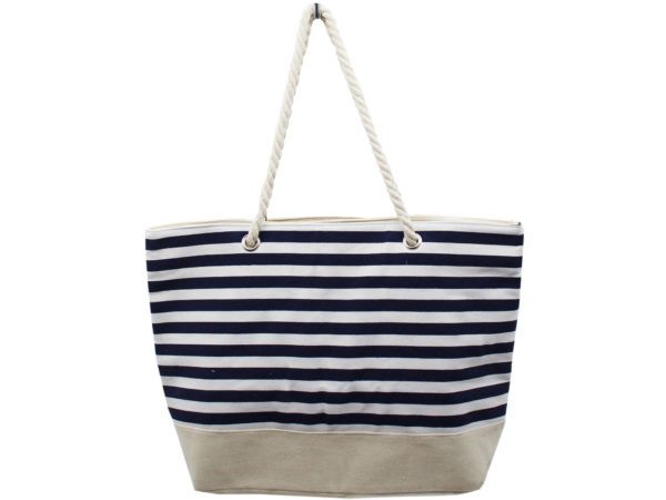 12 pieces of 20 Inx13 In Zip Closure Fashion Print Canvas Bag With Rope Handles