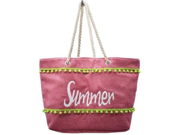 12 pieces of 20 Inx13 In Colorful Zip Closure Summer Canvas Bag With Rope Handles