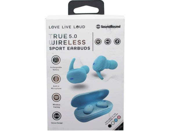 6 pieces of Sound Bound True Wireless Rubberized Sport Bluetooth Earbuds In Blue