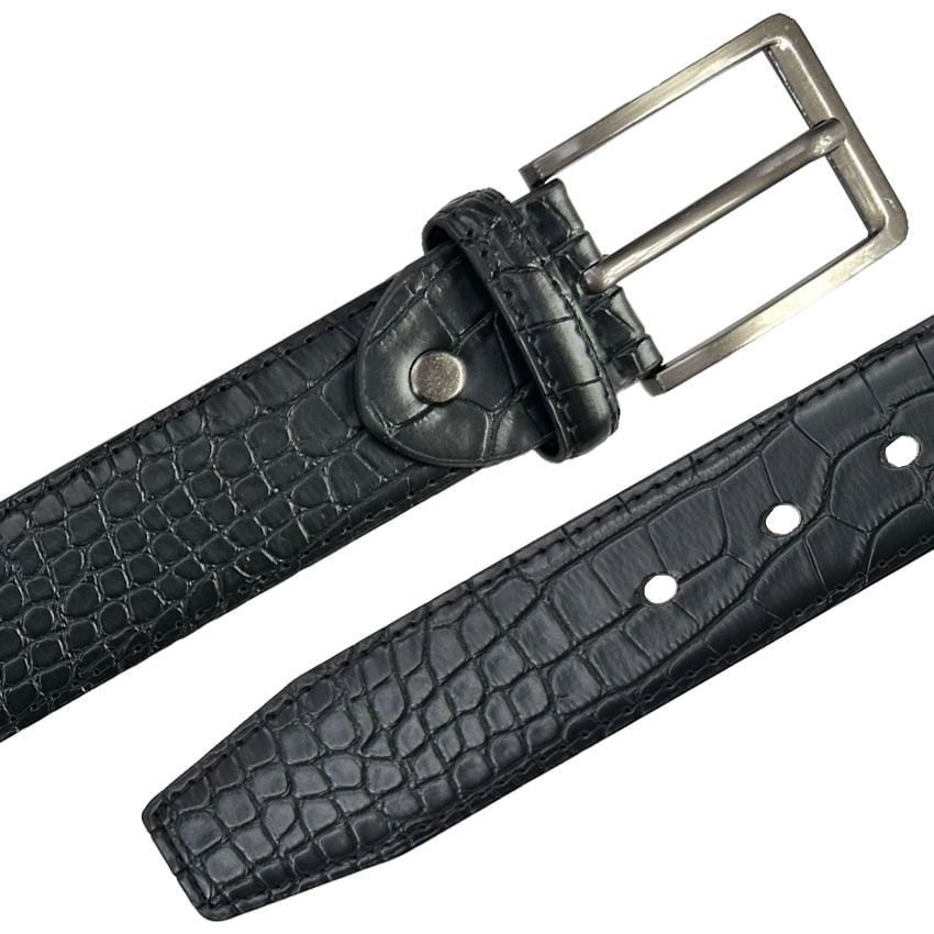 12 Pieces of Mens Leather Belt Crocodile Pattern Black Mixed sizes