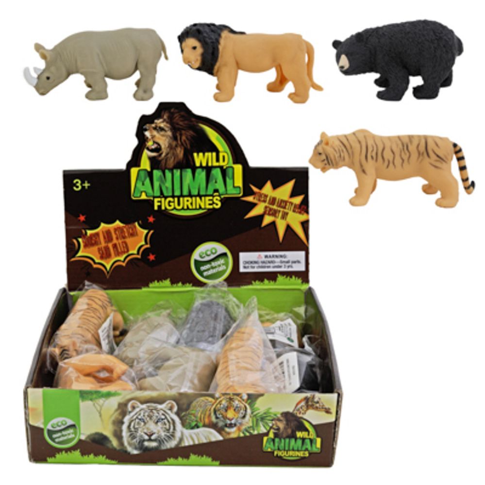 36 pieces of Animal Sand Filled Squishy Pull Toy 4ast In 12pc Pdq Polybag/label
