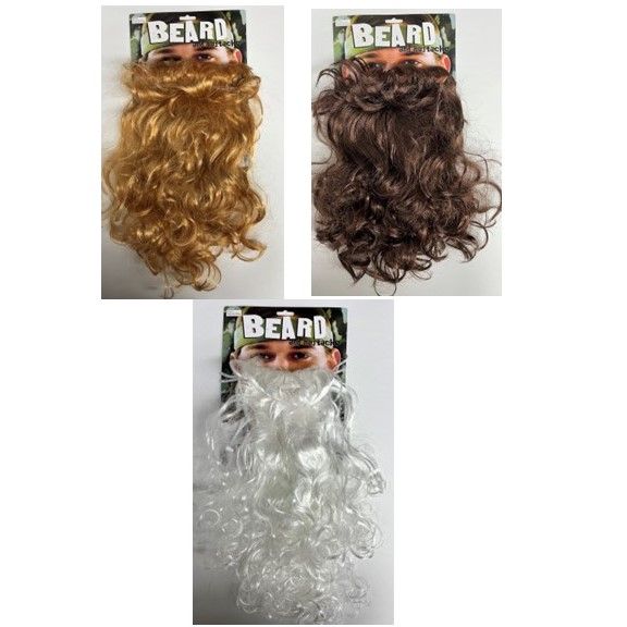 18 pieces of Beard Fake Adult DresS-Up 16in 3ast Blonde/brown/white Pb/insert Card