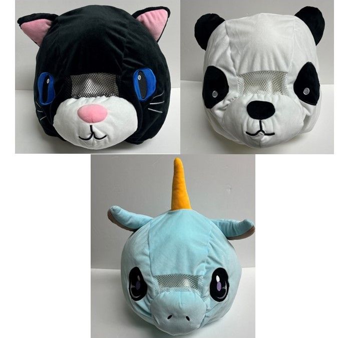 12 pieces of Giant Costume Head Stuffed 3ast PandA-UnicorN-Cat Hangtag/jhook Ages 14+