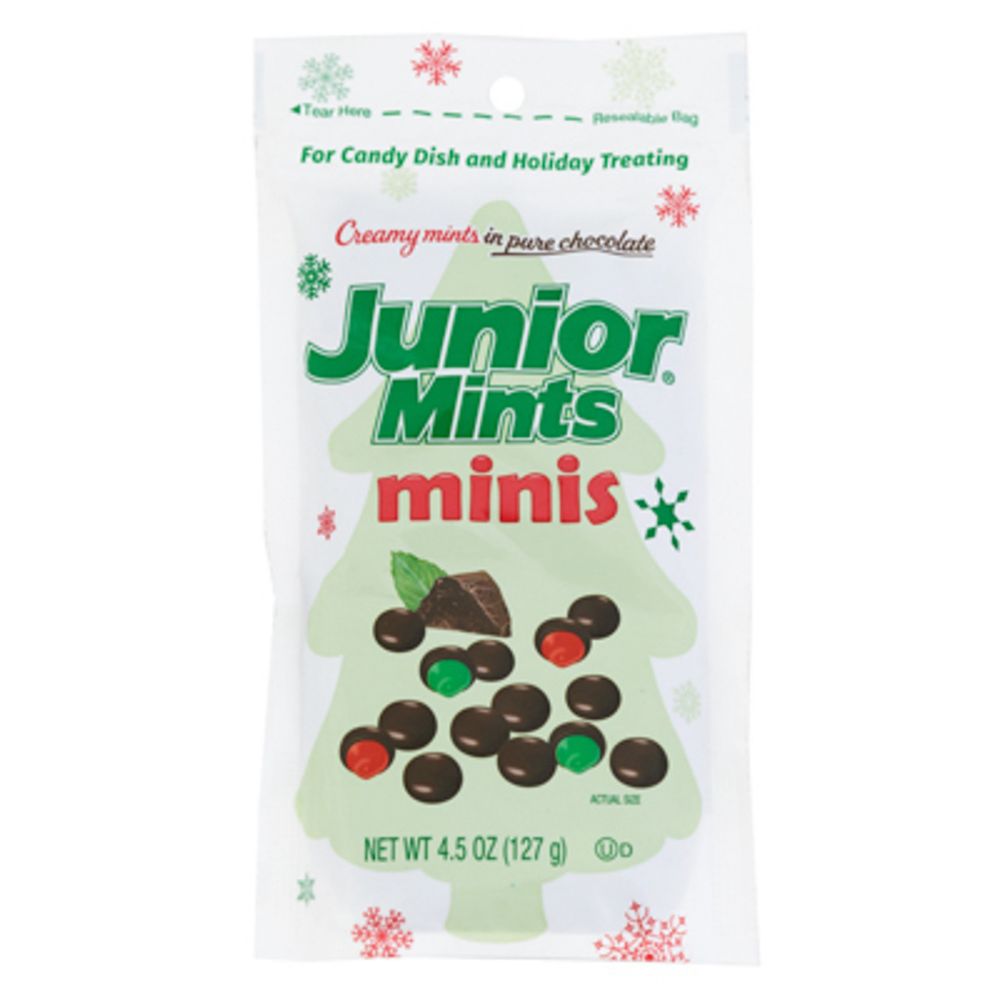 12 pieces Junior Mints Holiday Minis 4.5 Oz Stand Up Bag Counter