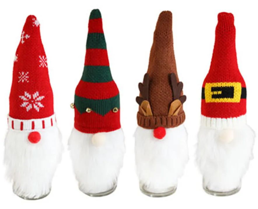 48 Pieces of Bottle Topper Christmas Gnome 4ast Hats W/beards Ht/jhook